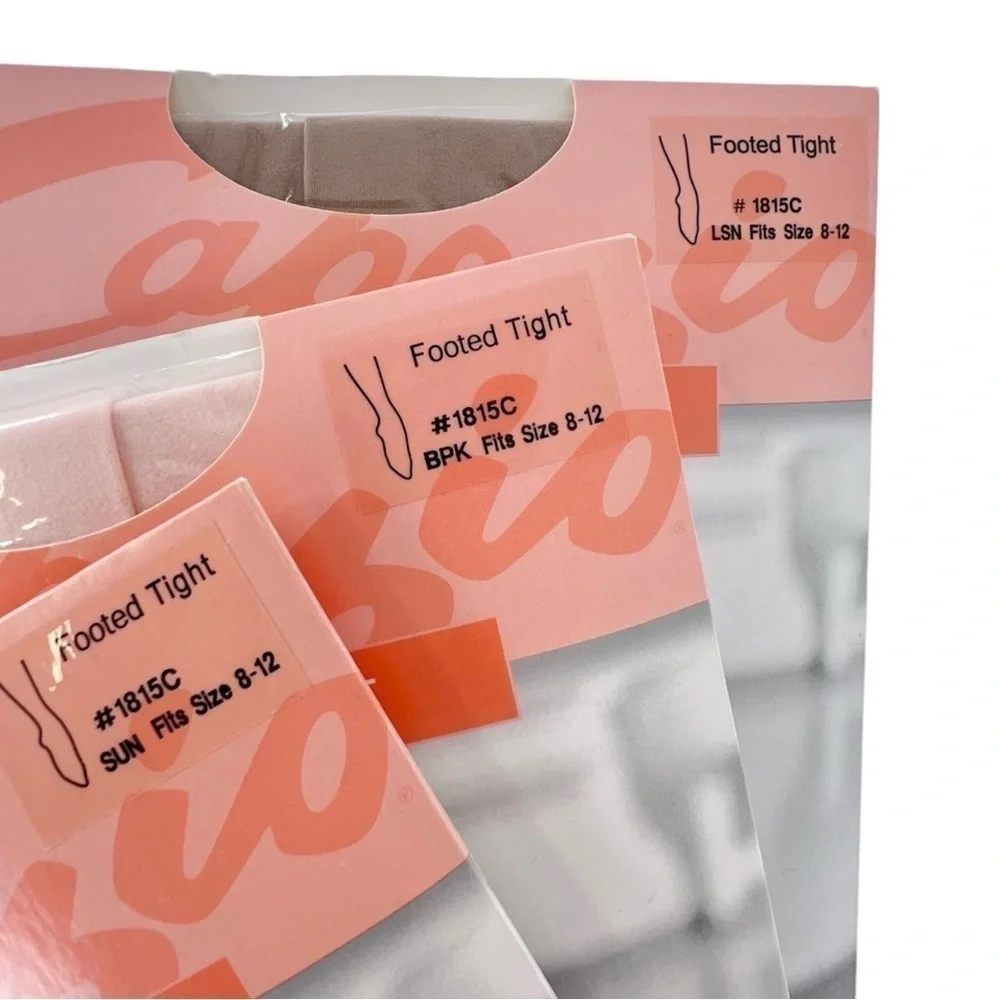 Capezio Ultra Soft Footed Tights Lot of 3 Size 8-12 Suntan Pink Light Suntan New